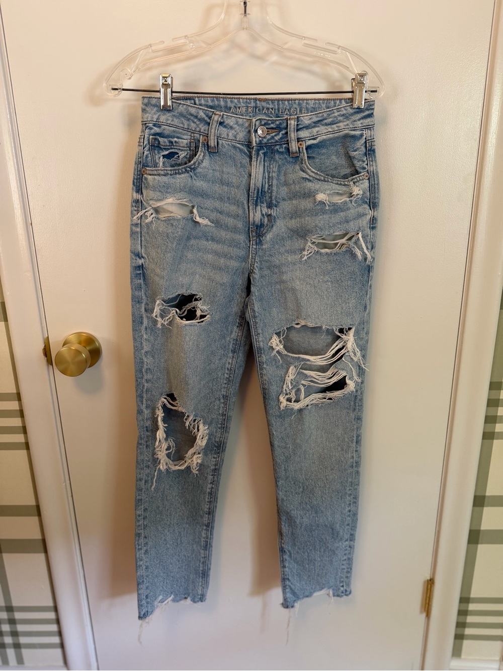 American Eagle Outfitters Ripped Light Blue Boyfriend Jeans